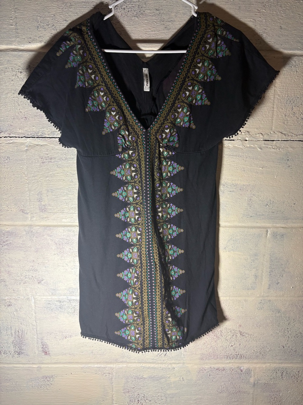 Free People black boho tunic dress black size XS